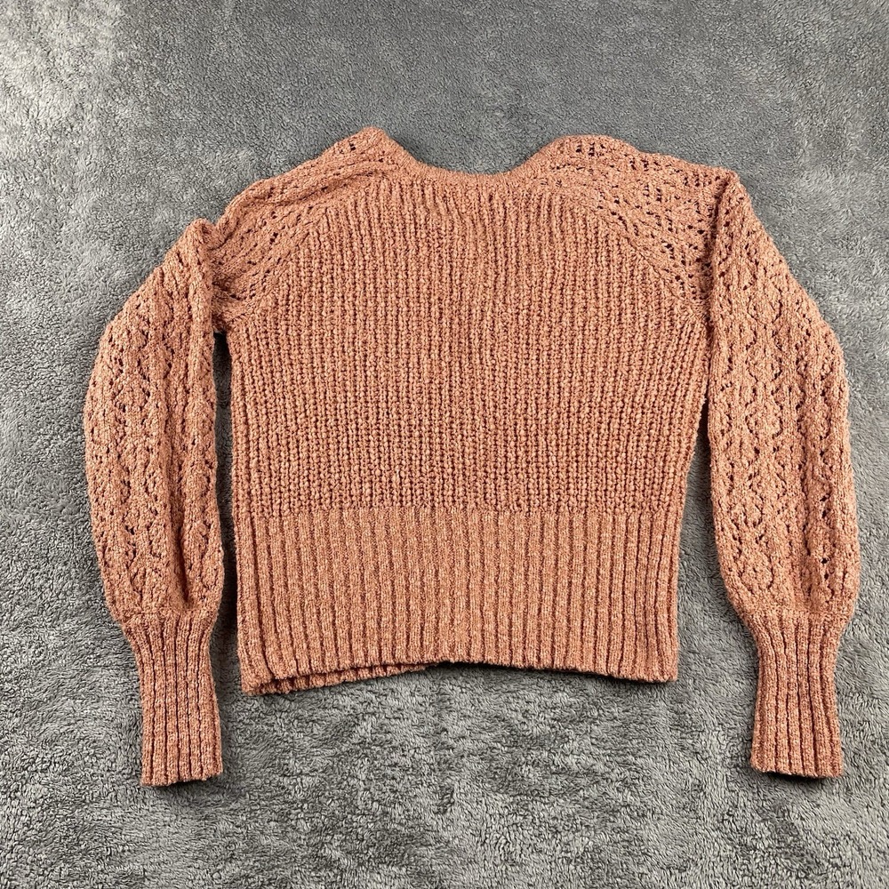 Lauren Conrad Sweater Womens XS Orange Long Sleeve Button Up - Picture 8 of 13